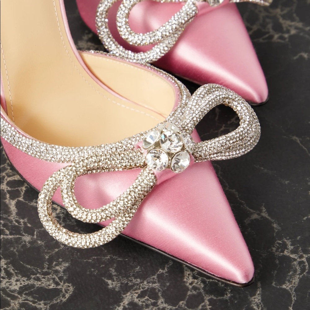 MACH & MACH
Double Bow crystal-embellished silk-satin point-toe pumps - Picture 4 of 13